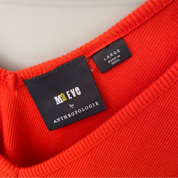 MAEVE x ANTHROPOLOGIE Puff-Sleeved Tie Sleeve Blouse Top in Orange - Picture 4 of 9